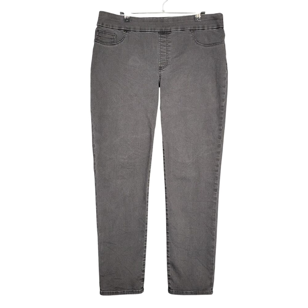 CHICOS Black Mid Rise Denim Pull On Jegging Ankle SIZE 1.5P US 10P 10 PETITE